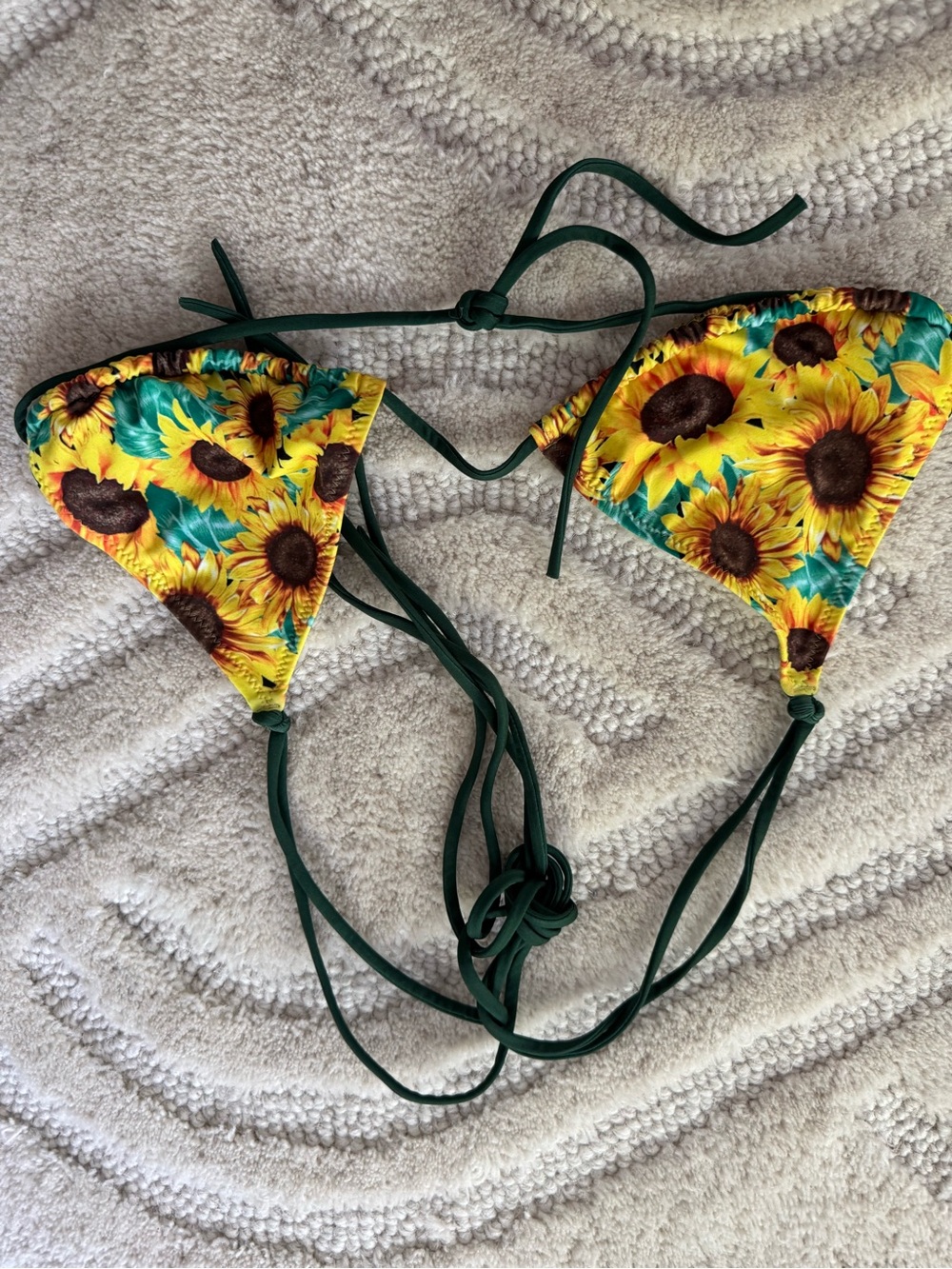 Heavy Manners Sunflower Triangle Bikini Top - Yellow & Green